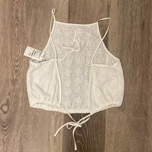 Open back white eyelet top size one size